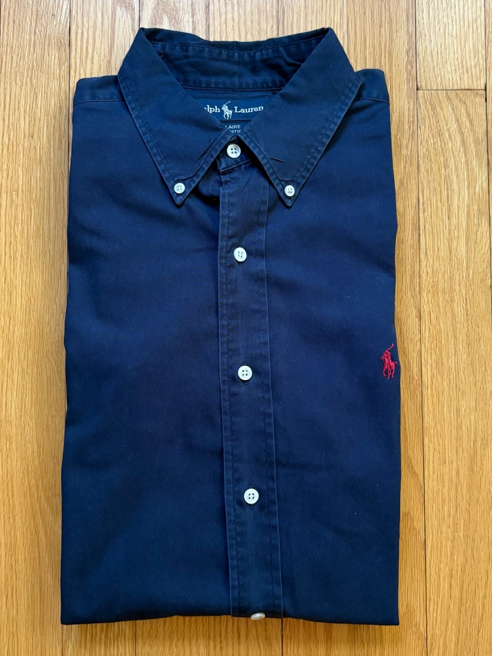 Vintage Polo Ralph Lauren Mens Long Sleeve Dress Shirt Blaire Fit XL Blue Solid